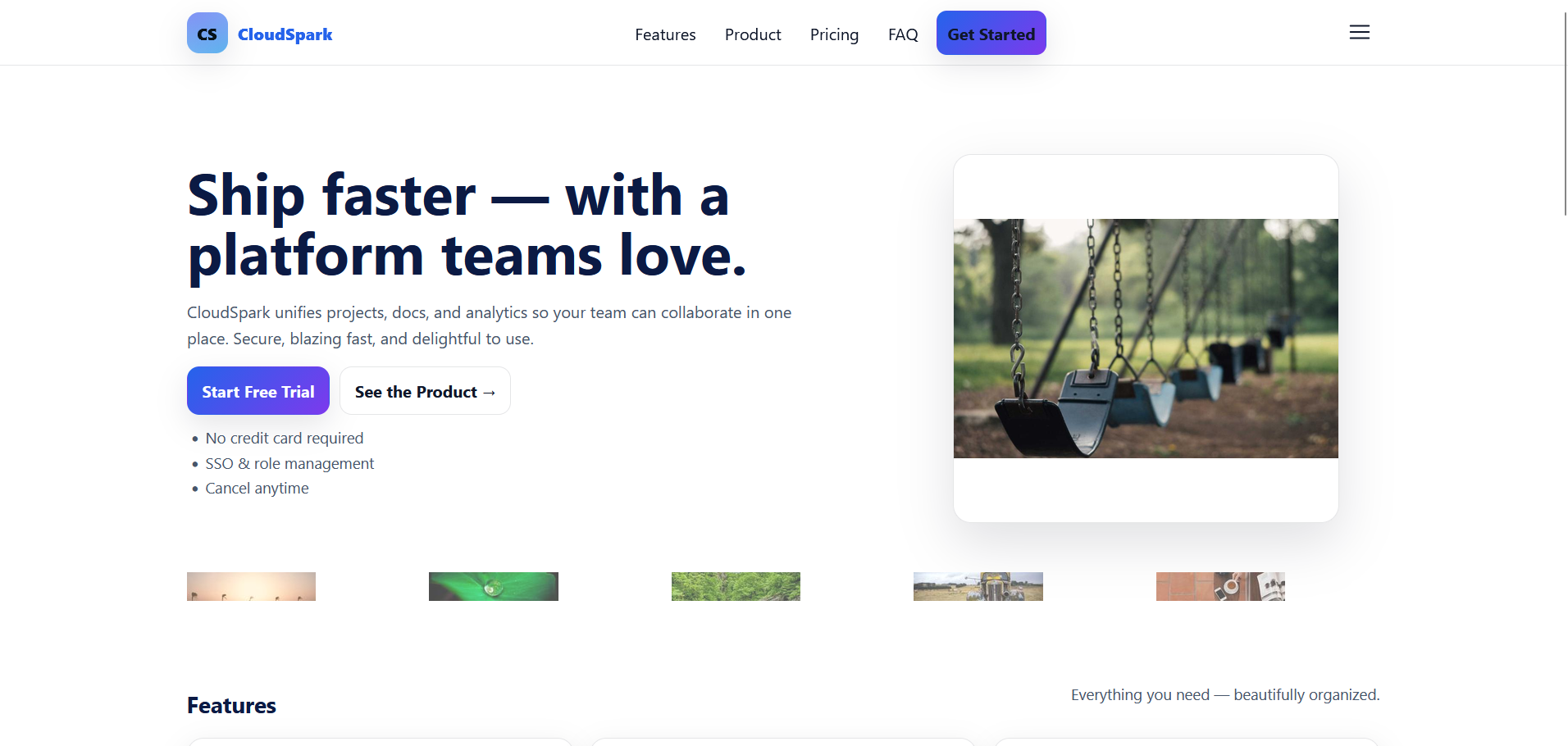 saas landing page